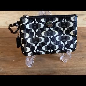Coach Black and White Wristlet